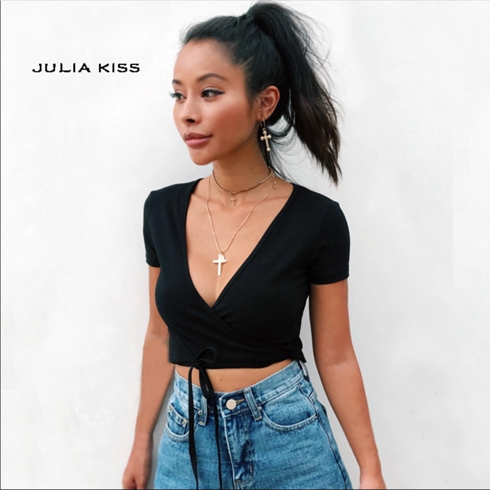 PINK wrap crop top